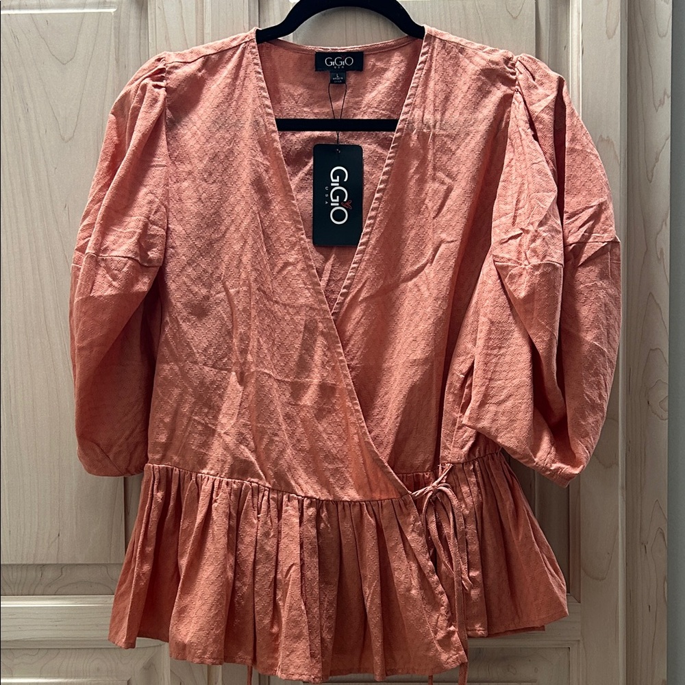 GGO Women's Coral Wrap Blouse